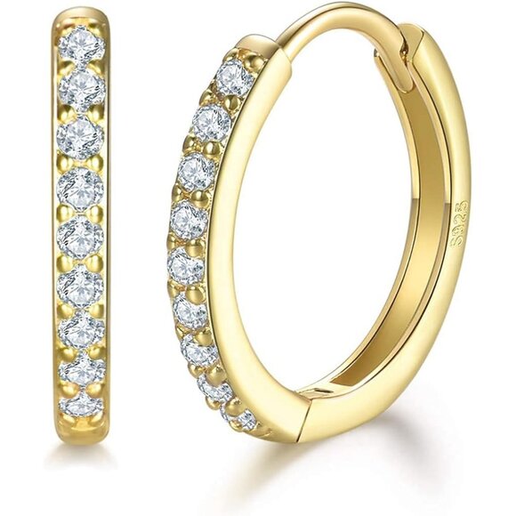 925 Sterling Silver Small Hoop Earrings Cubic Zirconia Huggie Hoop Earrings, 3 P - Picture 5 of 6